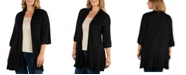 24seven Comfort Apparel Open Front Elbow Length Sleeve Plus Size Cardigan